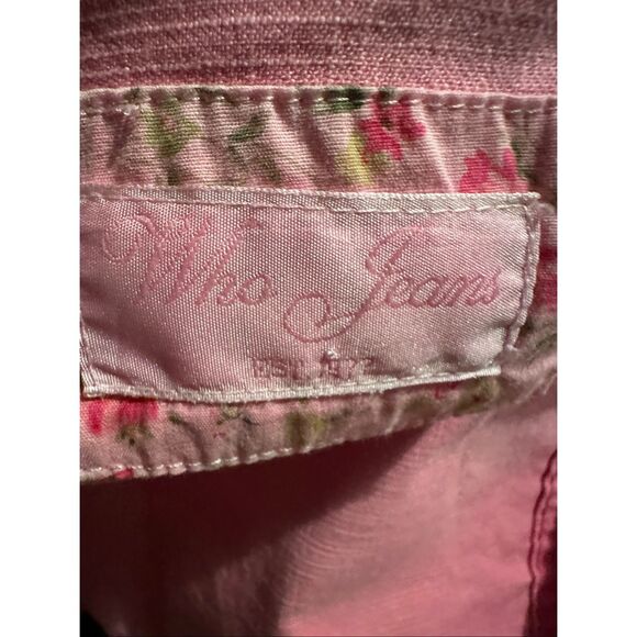 Who Jeans JAMSA HAND Denim Jean Jacket Handmade Decorated Barbie Pink Small - Picture 8 of 8
